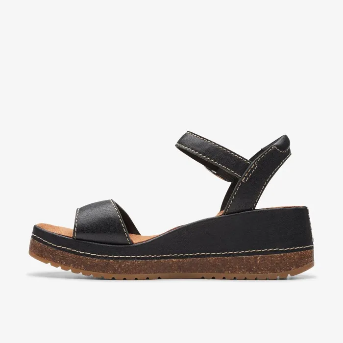 Kassanda Lily Black Leather Women Clarks Sandals and Flip Flops