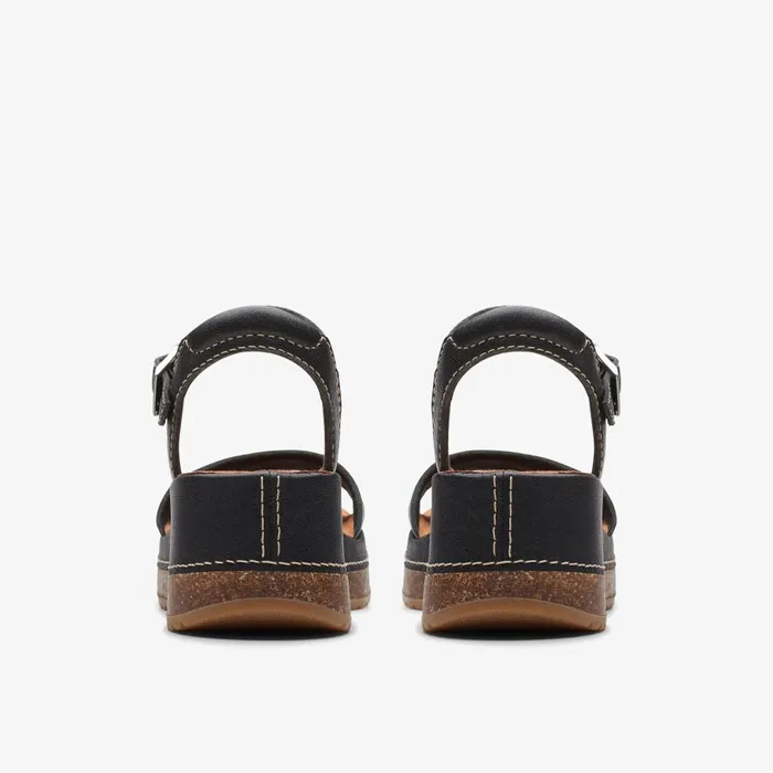 Kassanda Lily Black Leather Women Clarks Sandals and Flip Flops