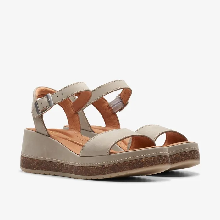 Kassanda Lily Stone Nubuck Women Clarks Sandals and Flip Flops