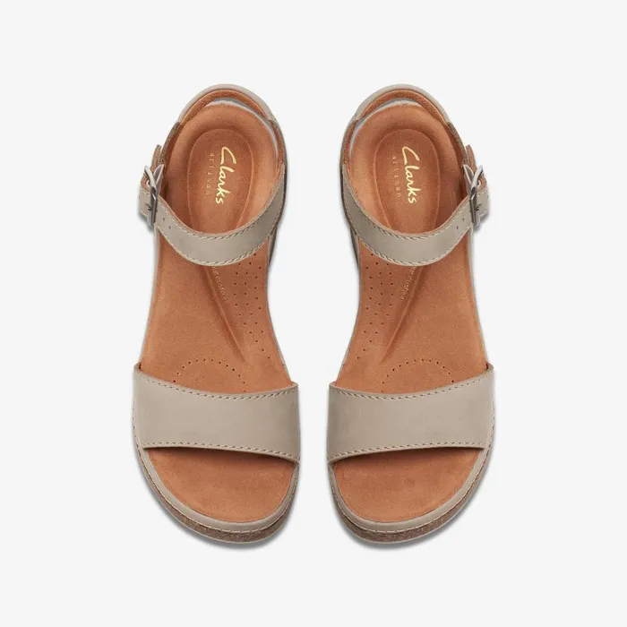 Kassanda Lily Stone Nubuck Women Clarks Sandals and Flip Flops