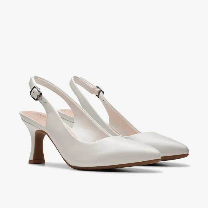 Kataleyna Step Off White Leather Women Clarks Dress Shoes