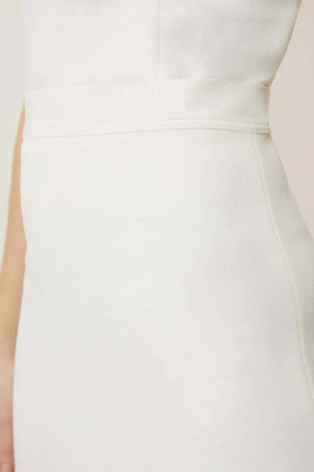 Knitwear Women Karen Millen Embellished Figure Form Knit Mini Skirt Cream