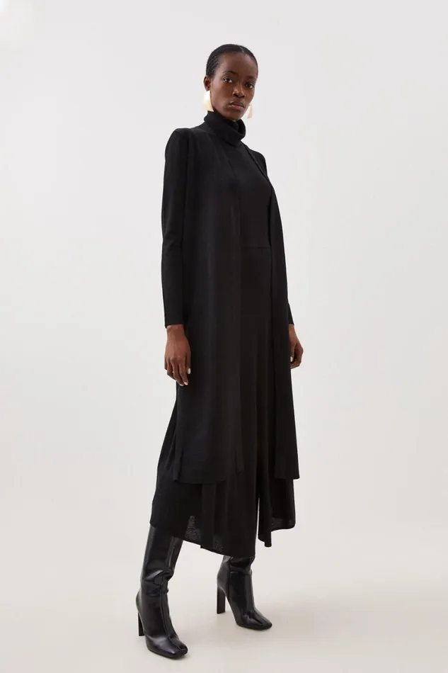 Knitwear Women Karen Millen Premium Drape Knit Edge To Edge Maxi Cardigan Black Knitwear Women Karen Millen Premium Drape Knit Edge To Edge Maxi Cardigan Black