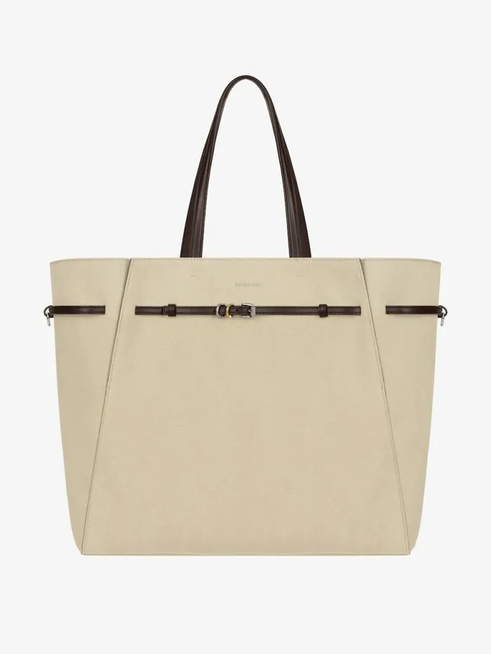 Large Voyou Tote Bag In Canvas Army Beige Women Givenchy Shoulder Bags