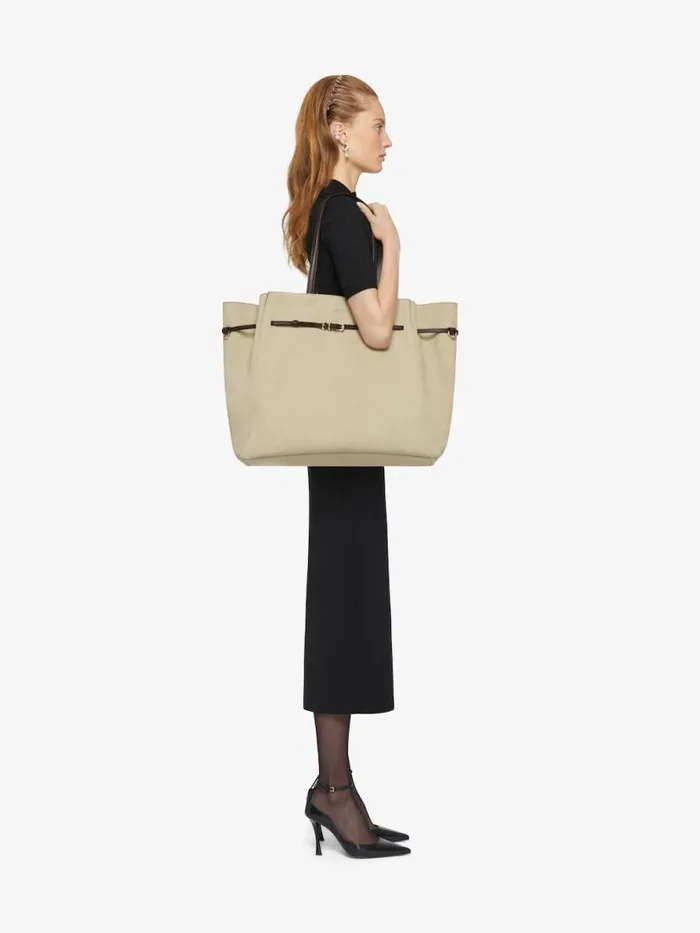 Large Voyou Tote Bag In Canvas Army Beige Women Givenchy Shoulder Bags