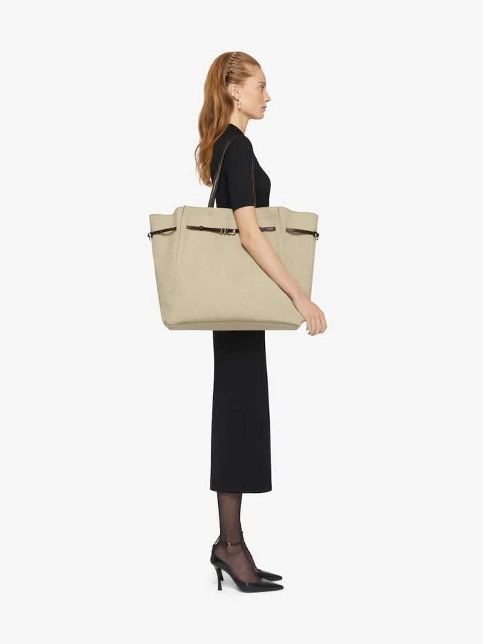 Large Voyou Tote Bag In Canvas Army Beige Women Givenchy Shoulder Bags
