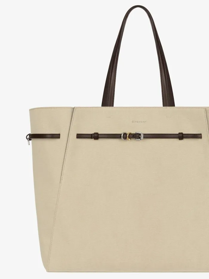 Large Voyou Tote Bag In Canvas Army Beige Women Givenchy Shoulder Bags
