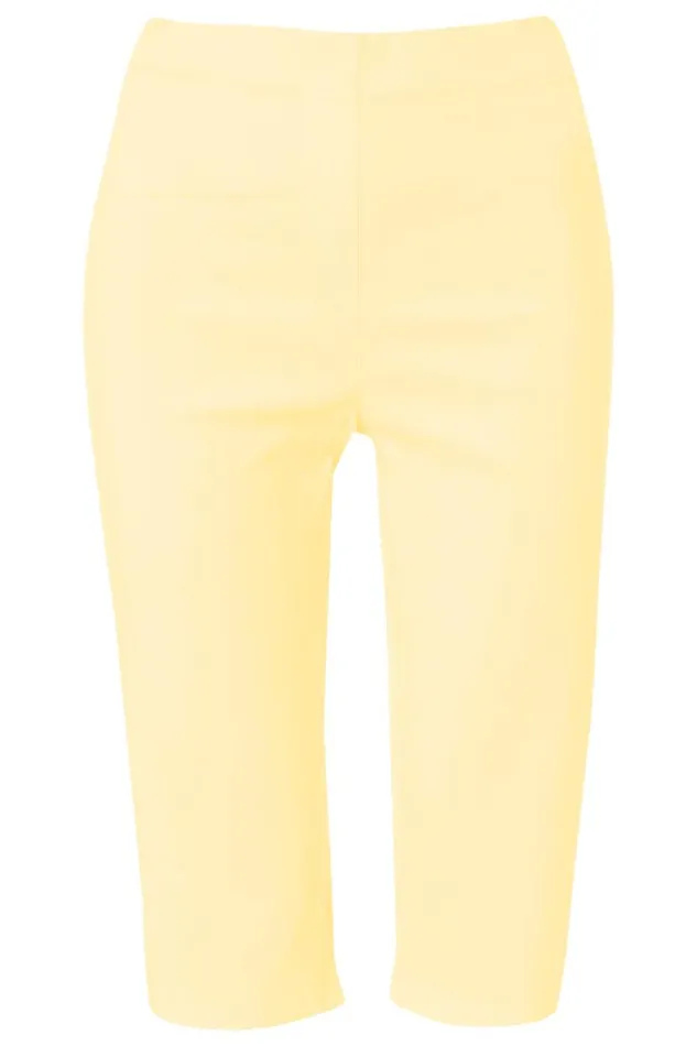 Lemon Elastic Waist Knee Length Stretch Shorts Women Roman Coords