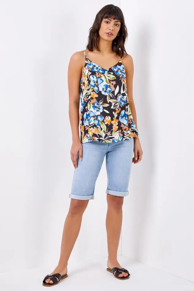 Light Denim Essential Stretch Knee Length Shorts Women Roman Coords