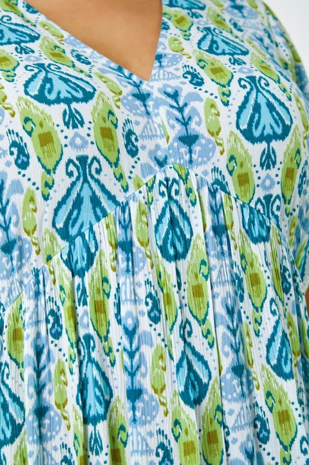 Lime Curve Abstract Tiered Midi Dress Women Roman Dresses