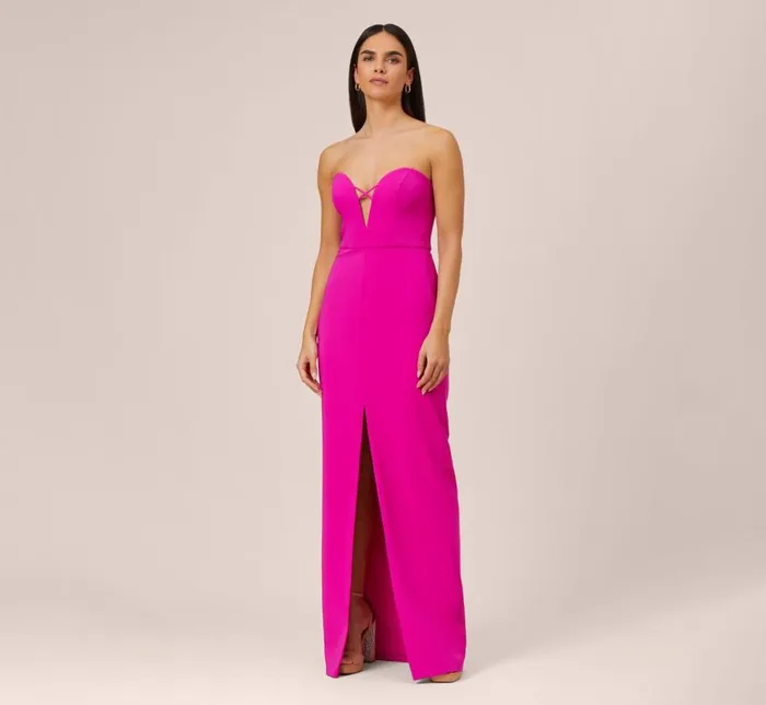 Long Dresses Womens Adrianna Papell Stretch Crepe Long Column Gown With Sweetheart Neckline In Magenta Long Dresses Womens Adrianna Papell Stretch Crepe Long Column Gown With Sweetheart Neckline In Magenta