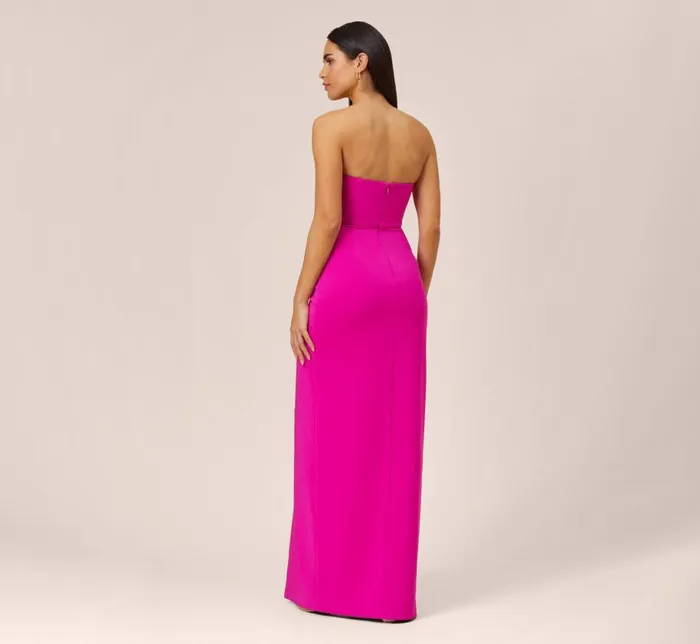Long Dresses Womens Adrianna Papell Stretch Crepe Long Column Gown With Sweetheart Neckline In Magenta