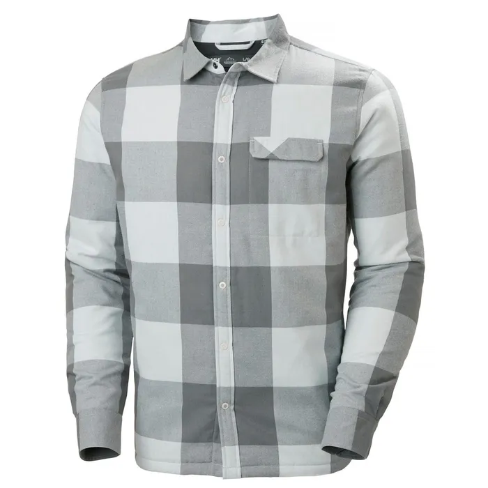 Long Sleeve Shirts Men Helly Hansen LIFALOFT INSULATED FLANNEL SHIRT 853 Grey Fog Pl