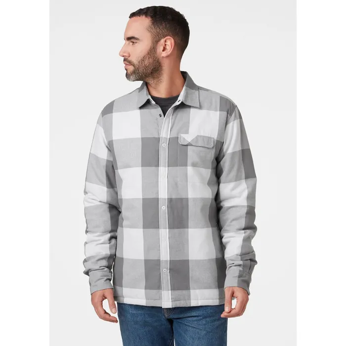 Long Sleeve Shirts Men Helly Hansen LIFALOFT INSULATED FLANNEL SHIRT 853 Grey Fog Pl