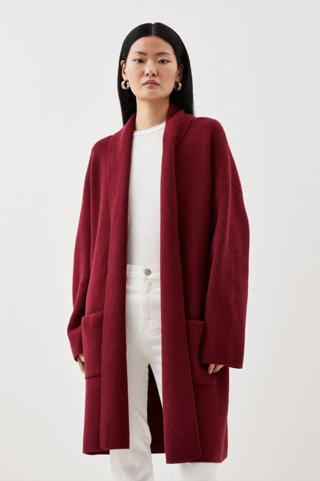 Loungewear Women Karen Millen Knit Coatigan Oxblood