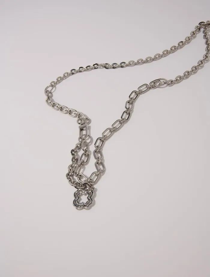 Maje Belts Womens Clover Logo Chain Belt Silver Maje Belts Womens Clover Logo Chain Belt Silver
