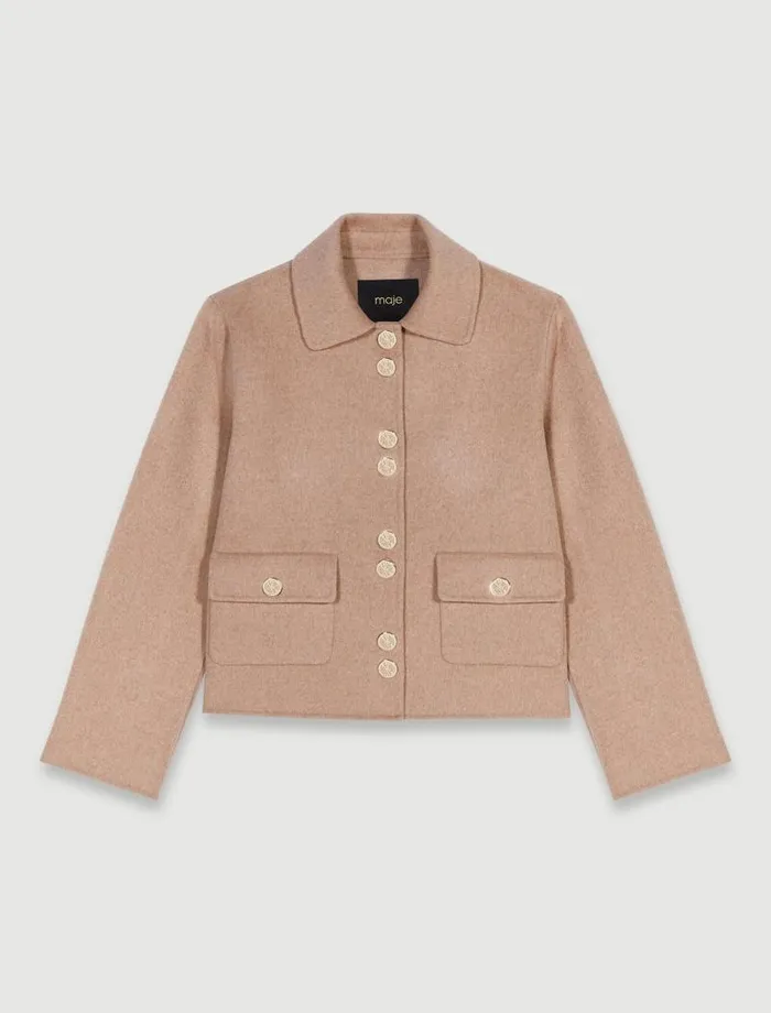 Maje Blazers and Jackets Womens Doublesided Jacket Camel