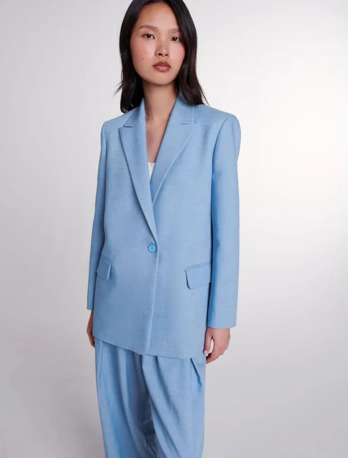 Maje Blazers and Jackets Womens Suit Jacket Blue