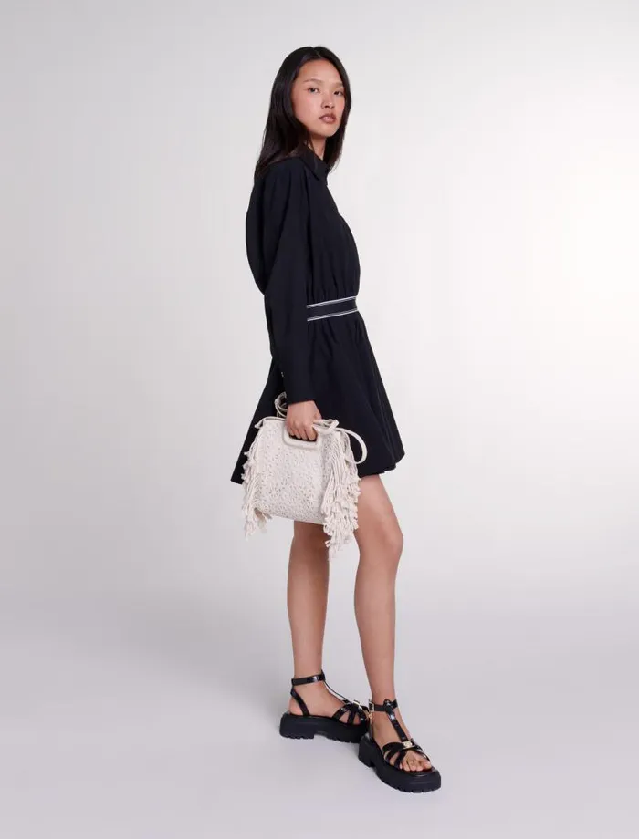 Maje Dresses Womens Short Elasticated Shirt Dress Black