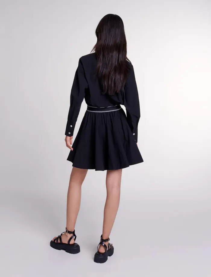 Maje Dresses Womens Short Elasticated Shirt Dress Black