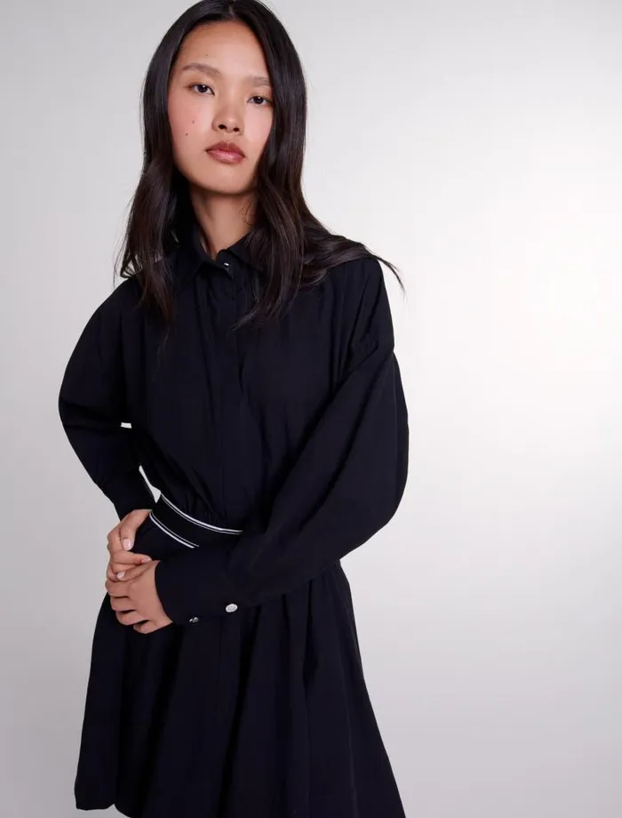 Maje Dresses Womens Short Elasticated Shirt Dress Black