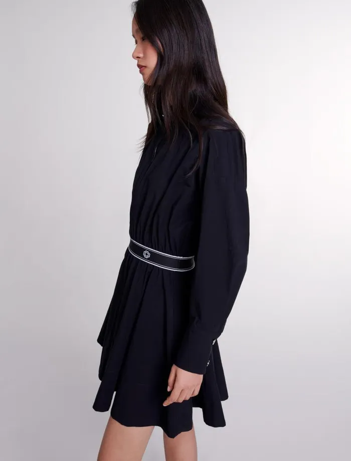 Maje Dresses Womens Short Elasticated Shirt Dress Black