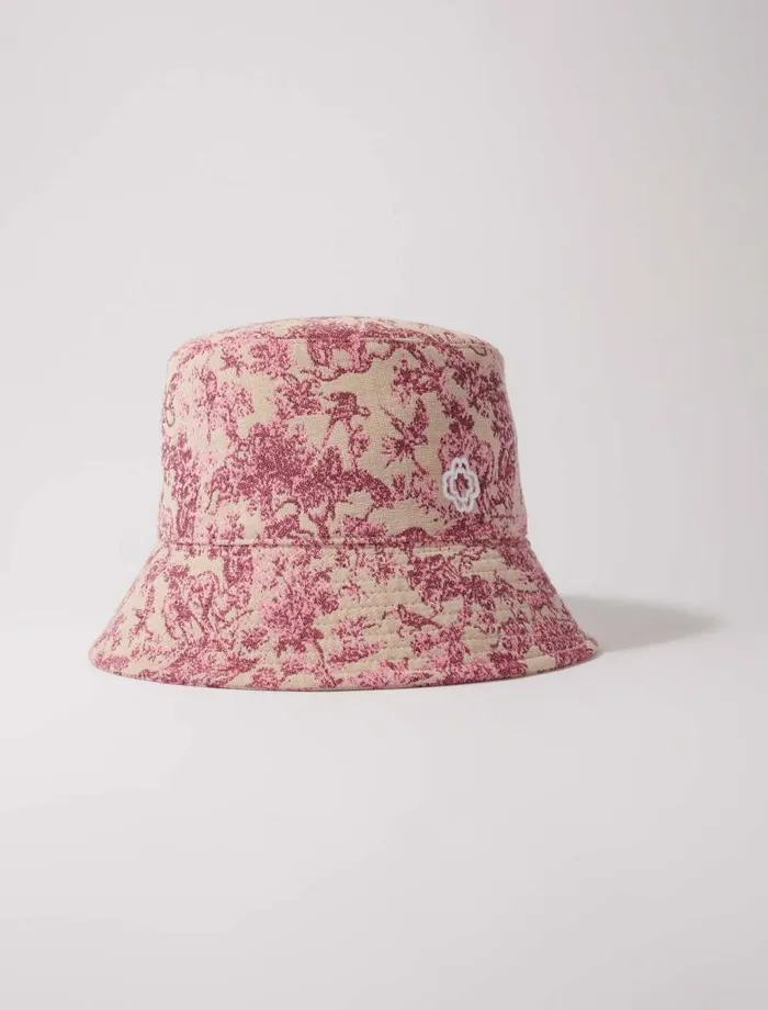 Maje Hats Womens Patterned Cotton Bucket Hat Pink Jungle Canvas