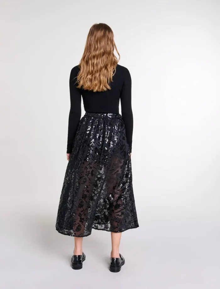 Maje Skirts and Shorts Womens Sequin Maxi Skirt Black