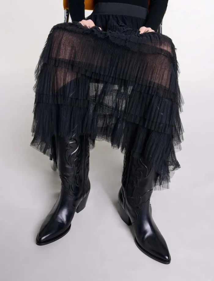 Maje Skirts and Shorts Womens Tulle Midi Skirt Black Maje Skirts and Shorts Womens Tulle Midi Skirt Black