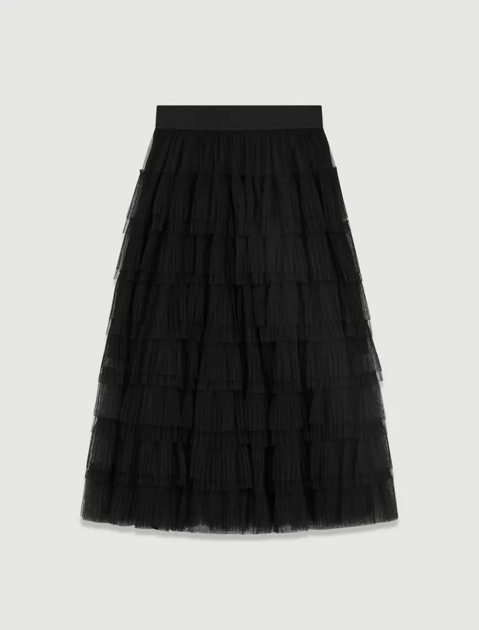 Maje Skirts and Shorts Womens Tulle Midi Skirt Black Maje Skirts and Shorts Womens Tulle Midi Skirt Black
