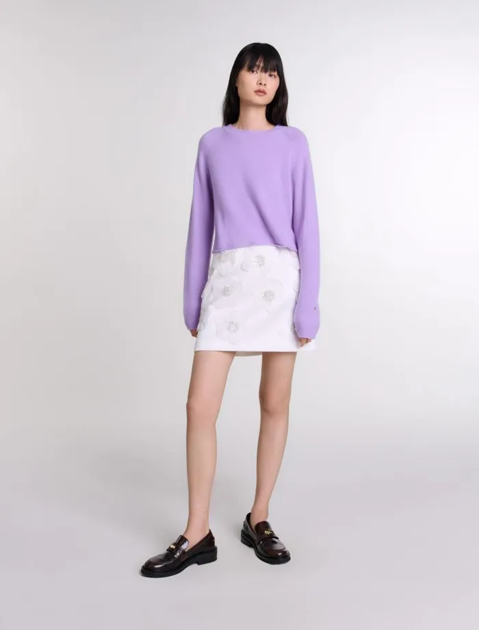 Maje Sweaters and Cardigans Womens Short Cashmere Jumper Parma Violet
