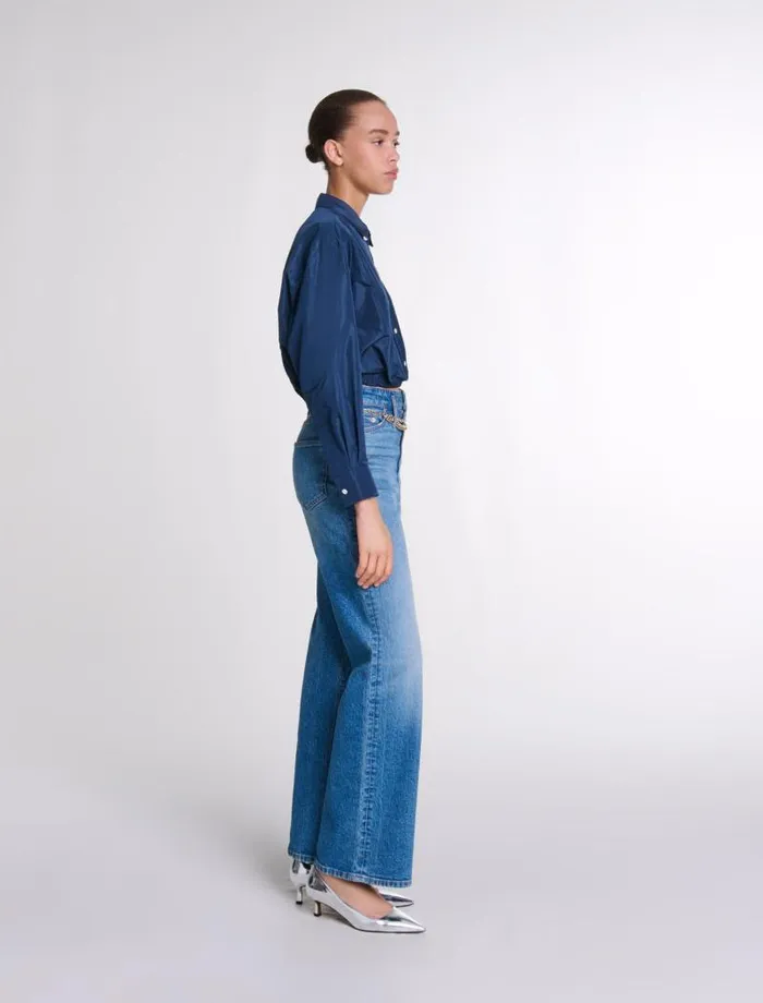 Maje Tops and Shirts Womens Cropped Shirt Navy