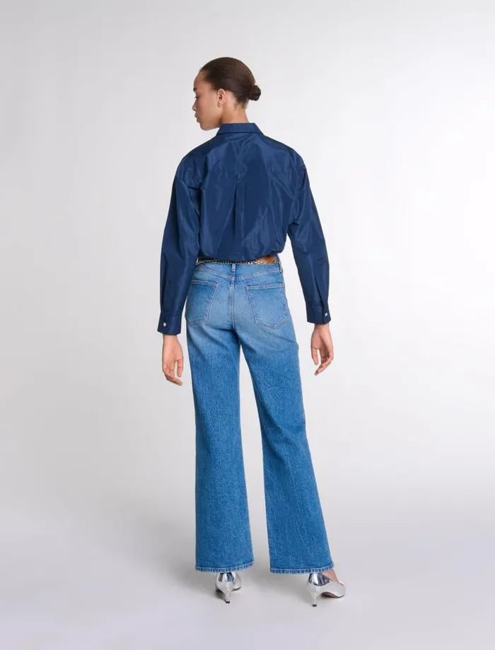 Maje Tops and Shirts Womens Cropped Shirt Navy
