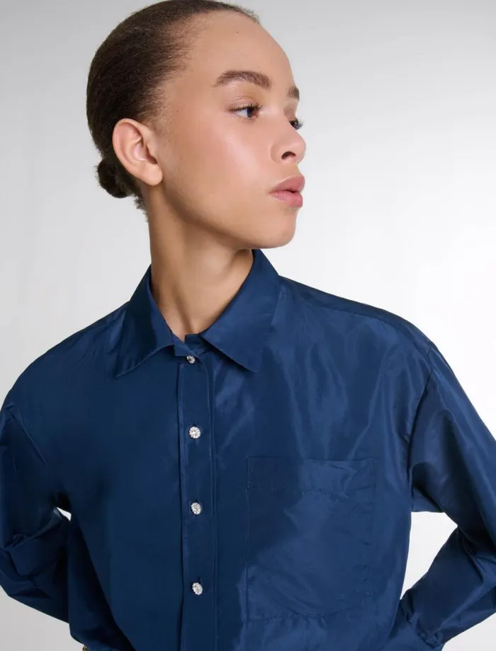 Maje Tops and Shirts Womens Cropped Shirt Navy