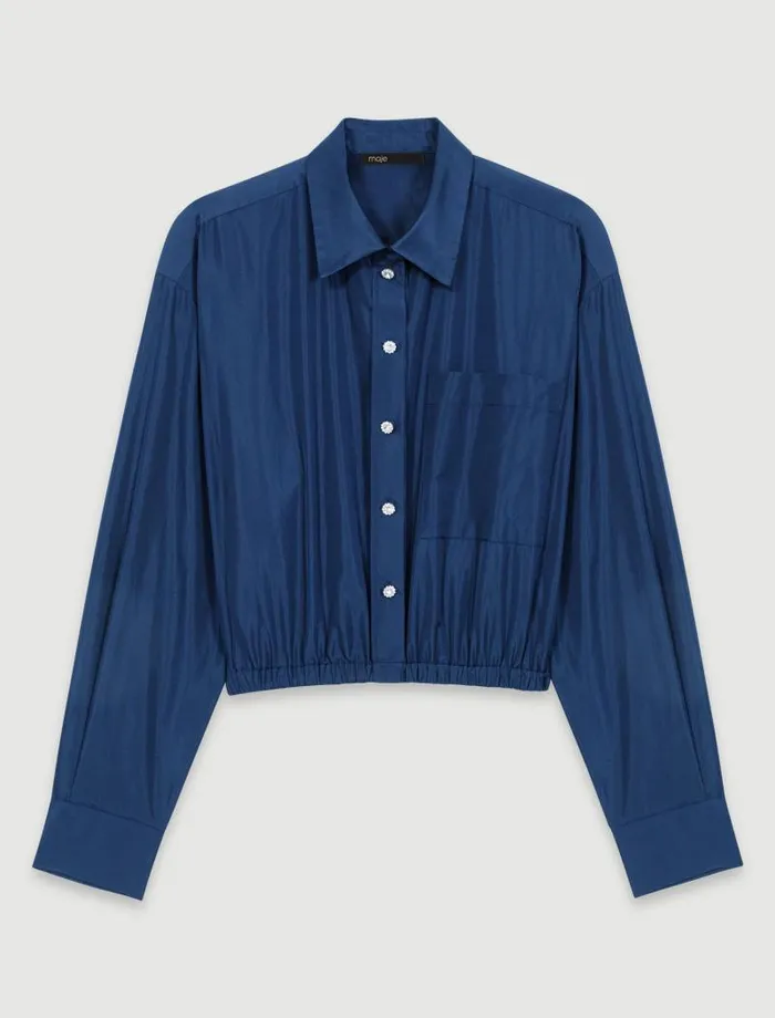 Maje Tops and Shirts Womens Cropped Shirt Navy