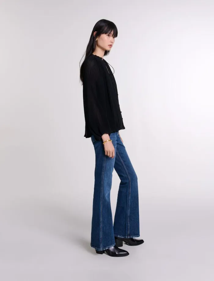 Maje Tops and Shirts Womens Pleated Shirt Black