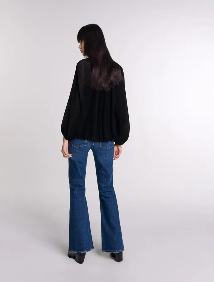 Maje Tops and Shirts Womens Pleated Shirt Black