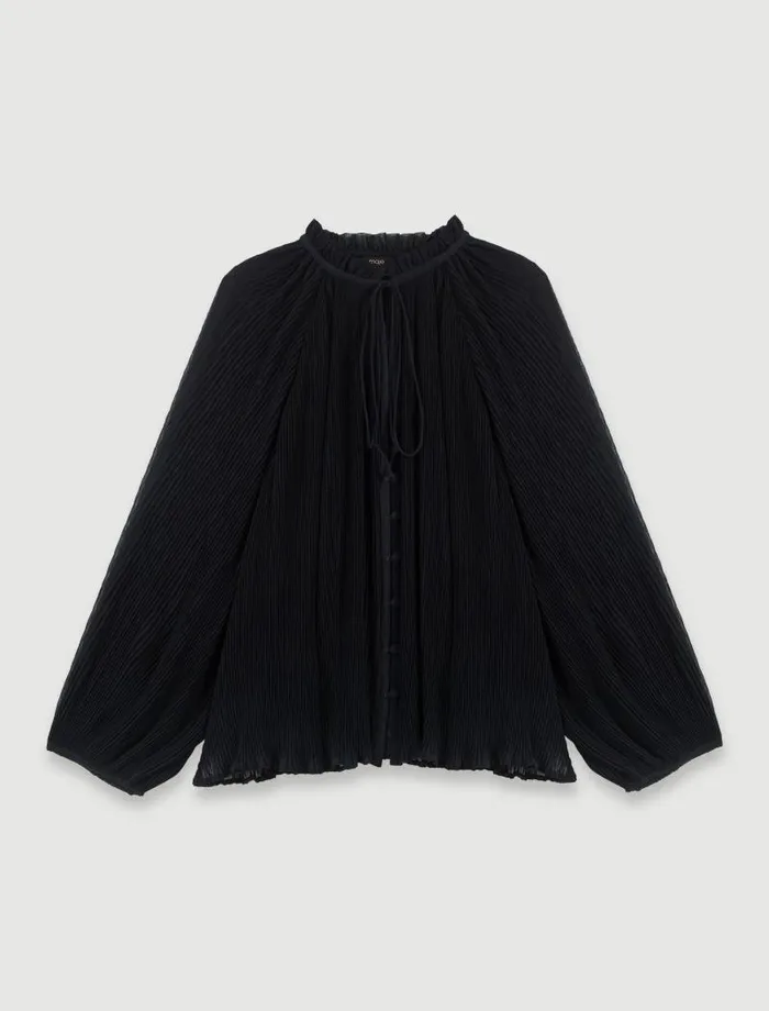 Maje Tops and Shirts Womens Pleated Shirt Black
