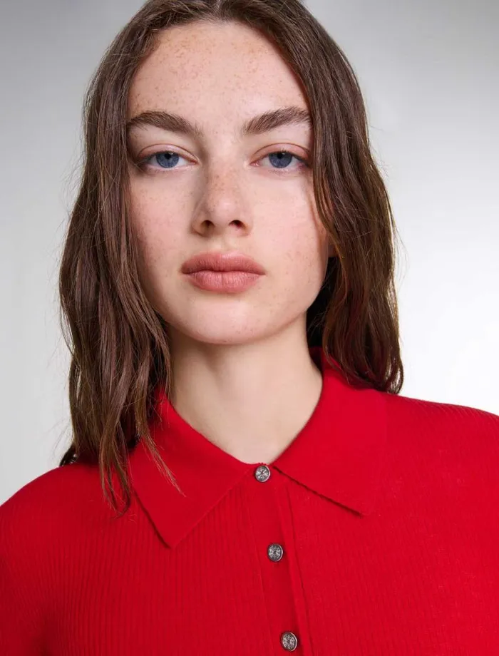 Maje Tops and Shirts Womens Wool And Silk Bodysuit Red