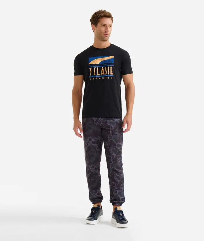 Man Knitwears Shirts and TShirts Alviero Martini Cotton TShirt With 1 Classe Essentia Logo Black Man Knitwears Shirts and TShirts Alviero Martini Cotton TShirt With 1 Classe Essentia Logo Black