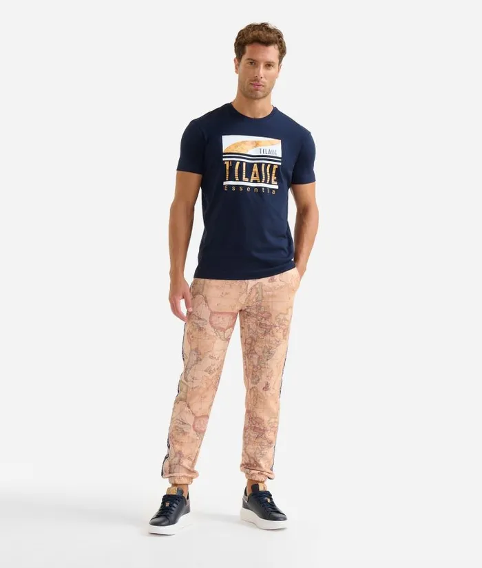 Man Knitwears Shirts and TShirts Alviero Martini Cotton TShirt With 1 Classe Essentia Logo Navy Blue Man Knitwears Shirts and TShirts Alviero Martini Cotton TShirt With 1 Classe Essentia Logo Navy Blue