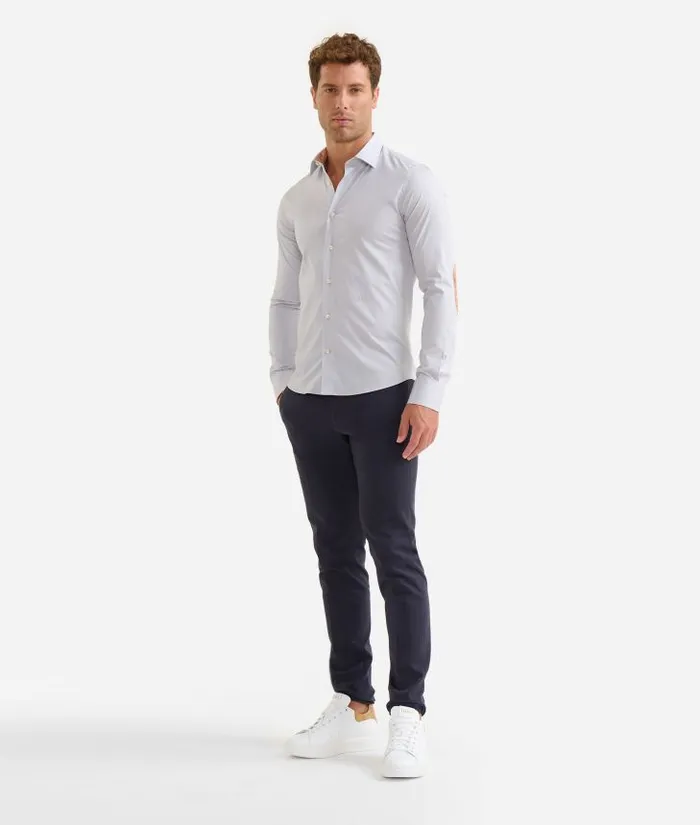 Man Knitwears Shirts and TShirts Alviero Martini Super Slim Fit Stretch Cotton Shirt With Geo Classic Elbow Patches Light Grey Man Knitwears Shirts and TShirts Alviero Martini Super Slim Fit Stretch Cotton Shirt With Geo Classic Elbow Patches Light Grey
