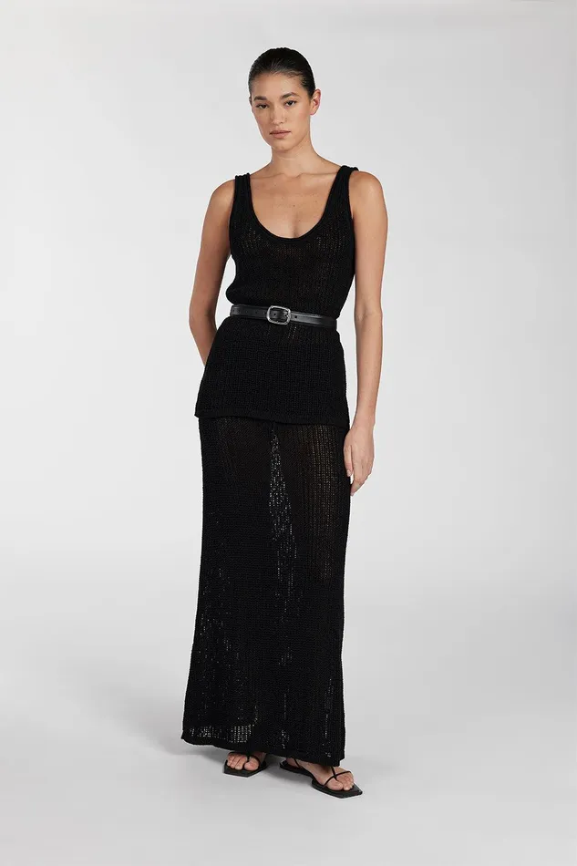 MARGOT BLACK SCOOP CROCHET TANK Women DISSH Tanks