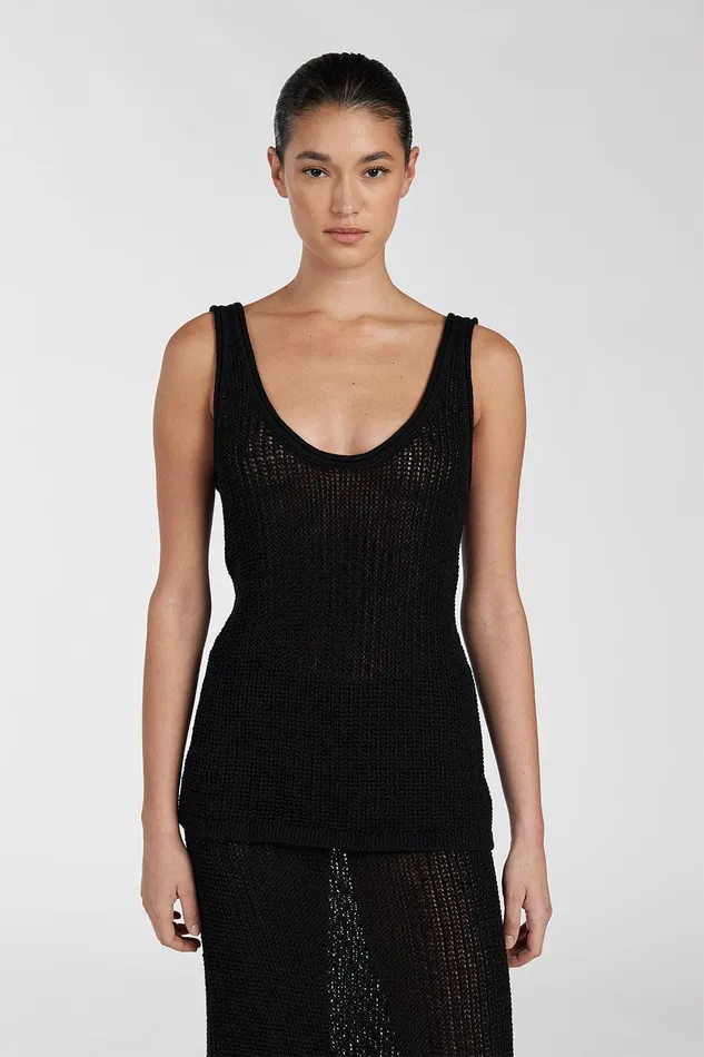 MARGOT BLACK SCOOP CROCHET TANK Women DISSH Tanks