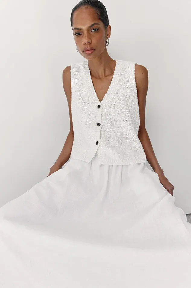MARLOWE OFF WHITE BOUCLE VEST Women DISSH Vests