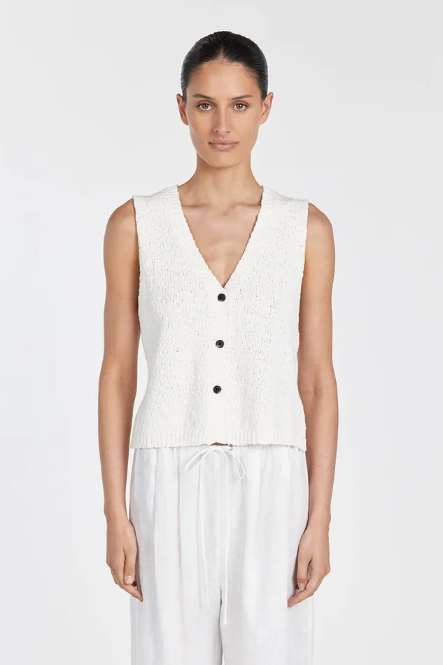 MARLOWE OFF WHITE BOUCLE VEST Women DISSH Vests