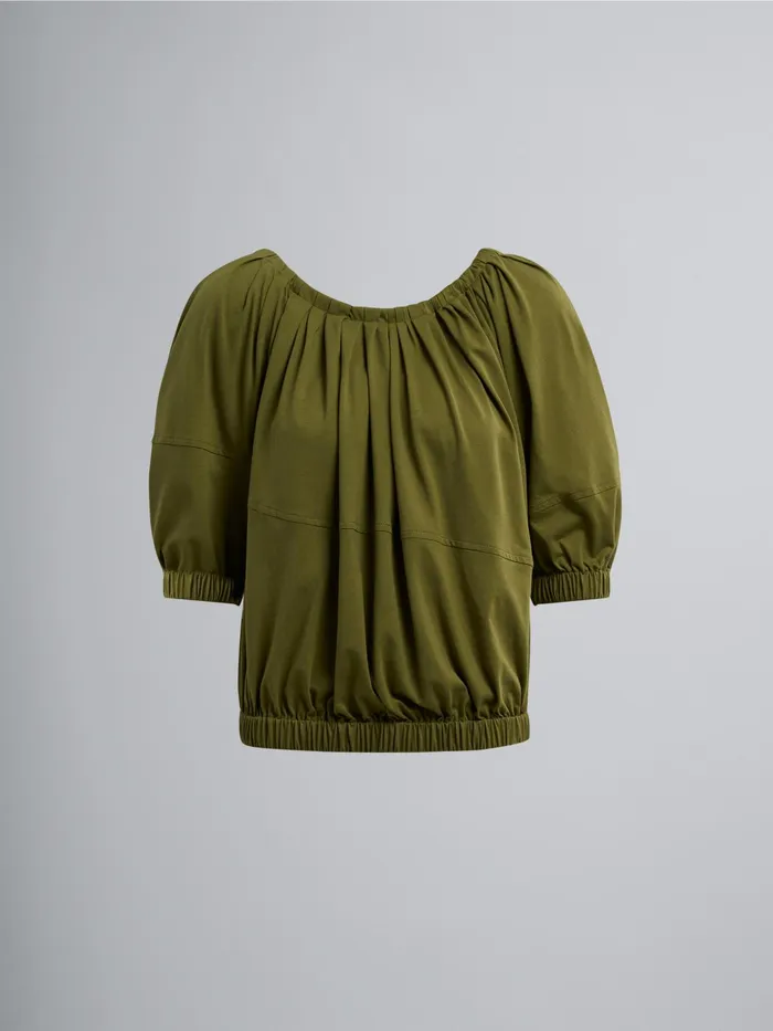 Marni Bio Cotton Jersey Tshirt Dusty Olive Womens Sweatshirts and TShirts