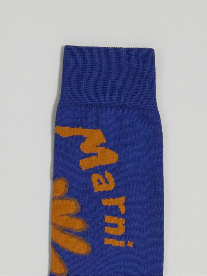 Marni Blue 70039s Flower Jacquard Cotton And Nylon Sock Ocean Womens Socks Marni Blue 70039s Flower Jacquard Cotton And Nylon Sock Ocean Womens Socks