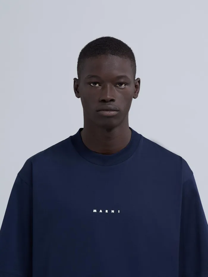 Marni Blue Black Jersey Logo Print Tshirt Blublack Mens Sweatshirts and Tshirts Marni Blue Black Jersey Logo Print Tshirt Blublack Mens Sweatshirts and Tshirts
