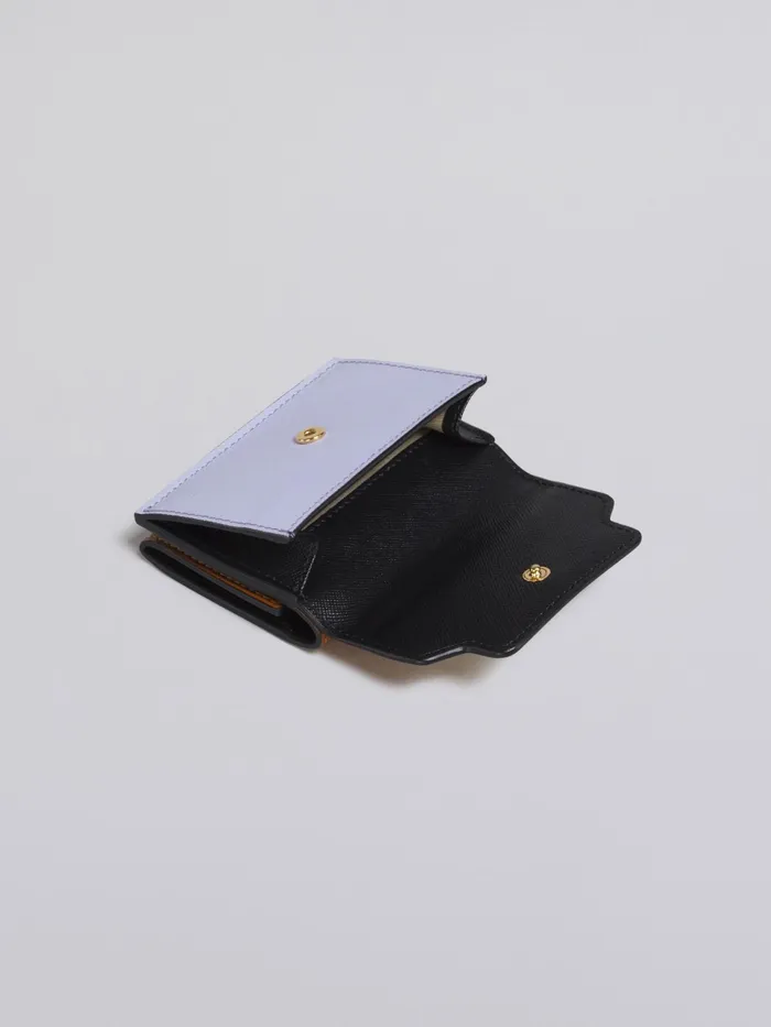 Marni Brown Lilac And Black Saffiano Leather Trifold Wallet Dijon Womens Wallets and Small Leather Goods Marni Brown Lilac And Black Saffiano Leather Trifold Wallet Dijon Womens Wallets and Small Leather Goods